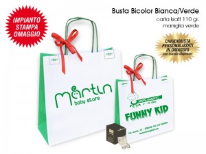 BUSTE IN CARTA BICOLOR BIANCA/VERDE  